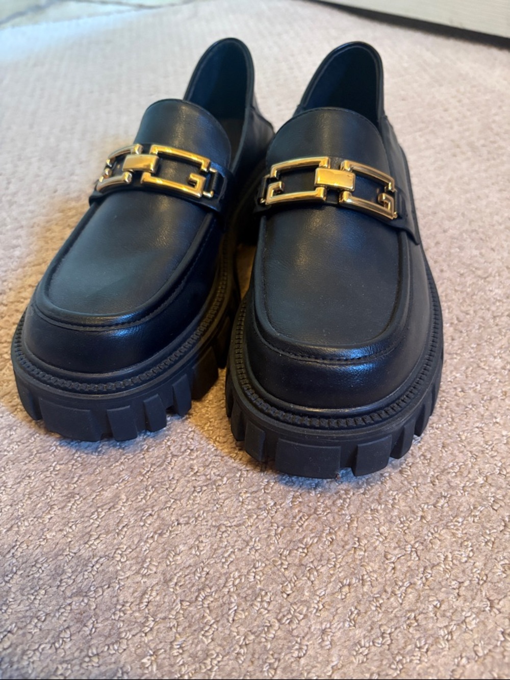 Black Leather Men’s Bit Loafers with Gold Hardware - Picture 3 of 6